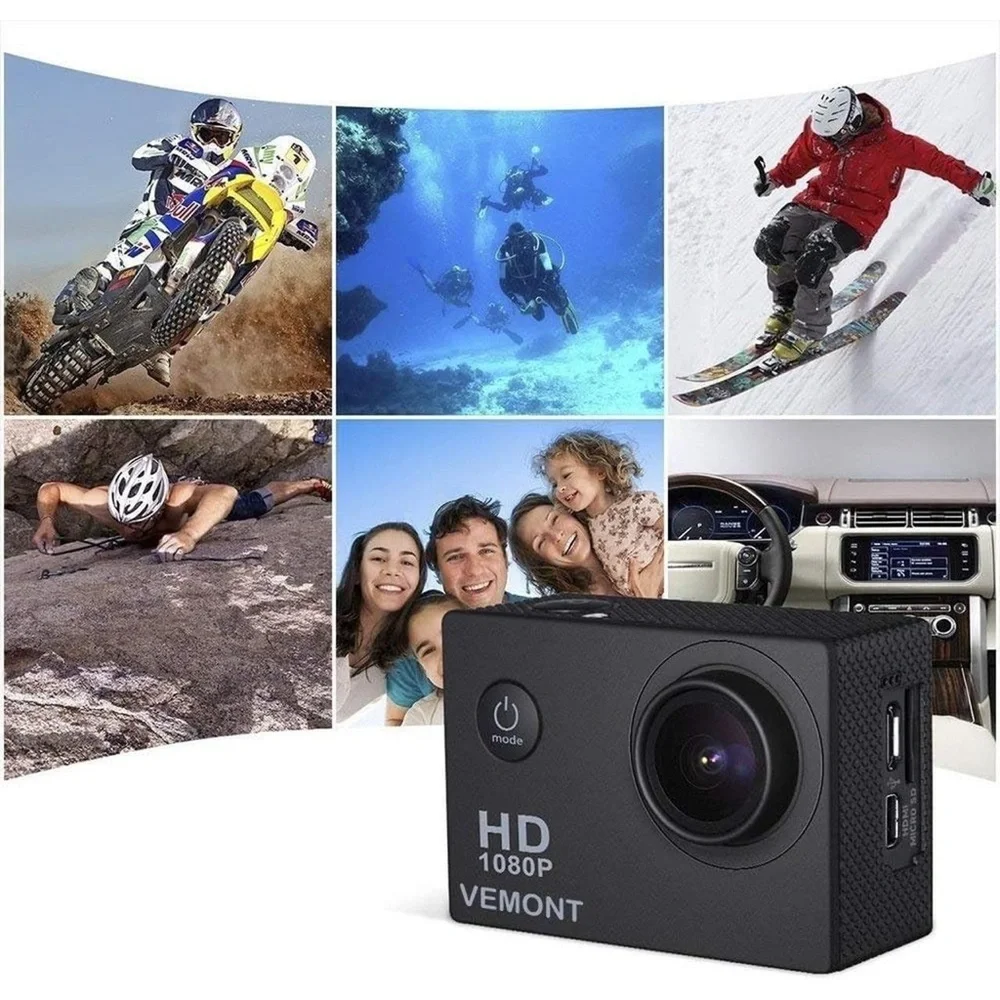 NWT!VEMONT Action Camera, 1080P 12MP Sports Camera Full HD 2.0Inch Action Cam30m